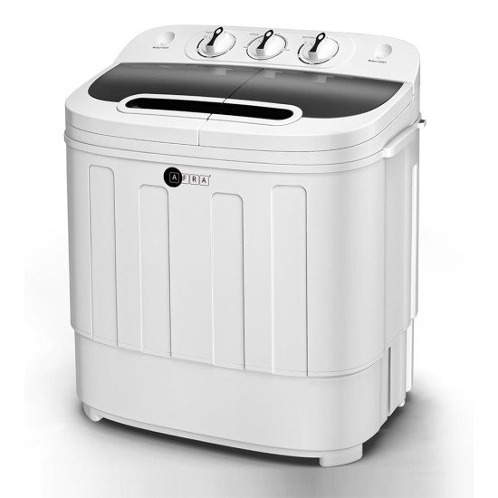 AFRA Baby Washing Machine, Twin Tub, 3.6kg Capacity, 220-240V, 50-60Hz, Non-Slip Foot Pad, Elution Separation, Compact Size, Spin and Dry, AF-3624BWTT, 1 Year Warranty.