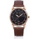 AFRA Conrad Gentleman’s Watch, Design, Rose Gold Metal Alloy Case, Leather Strap, Water Resistant 30m