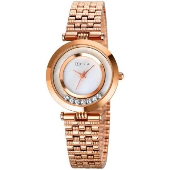 AFRA BALLARE LADIES WATCH ROSE GOLD CASE WHITE DIAL ROSEGOLD BRACELET