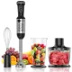 AFRA Hand Blender Set, 1200W (Powerful), 4 in 1, Stainless Steel, 2 Speed, Black & Silver, Chopper, Whisk, Mixing Cup,    And , AF-1240BLSSET, With 2 Years Warranty