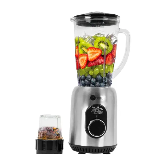 AFRA 2 in 1 Blender, 5 Speed Settings, 1.8 Litre Capacity, Glass Blender Jar & Grinder Jar, 6 Cutting Blades, 5 Speed Settings, G-Mark, ESMA, RoHS, And CB Certified, AF-610BLSL, 2 Years Warranty