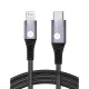 AFRA USB Charging Cable, 3A, 20W, Nylon-Braided Jacket, With Data Transmission, Type C to iPhone connector, 1 meter length, Durable, Tangle Free