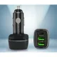 AFRA Compact Car Charger Adapter, 32W, 3A Charging Speed, 3 ports, x2 USB-A, x1 USB-C, Fast Charging, Light, Overheat and Short Circuit Protection, ABS Construction, AF-0095USBC, 1 Year Warranty. 