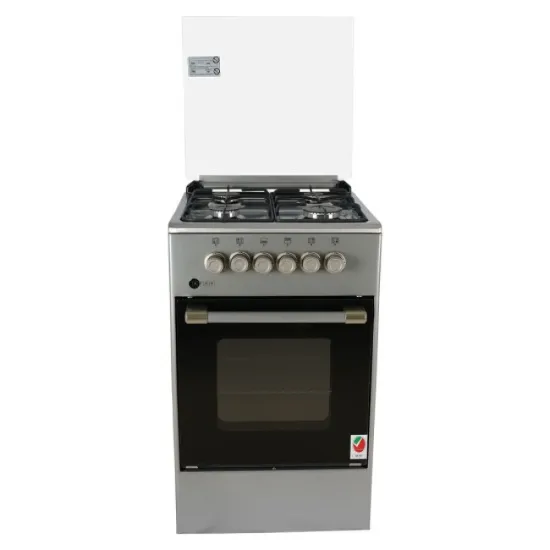 AFRA Free Standing Cooking Range, 50x50, 4 Burners, Stainless Steel, Compact, Adjustable Legs, Tray and Grid Included, AF-5050CRGS, 2 years warranty.