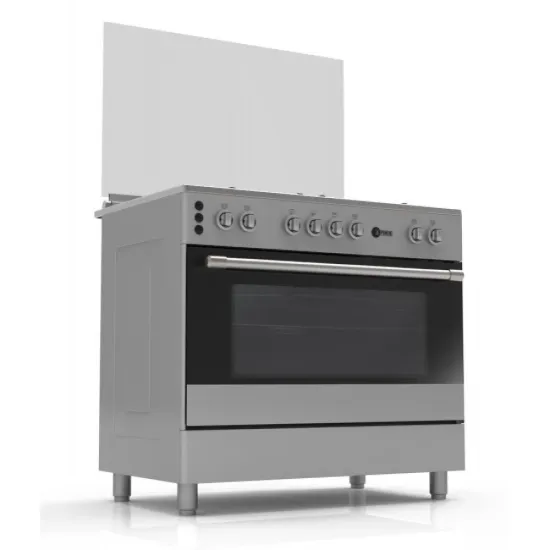 AFRA 90X60cm Free Standing Gas Oven, Stainless Steel, 5 Gas Burners, Mechanical Timer, Large Capacity Oven With Double Burners,and  AF-90, 2 years warranty.