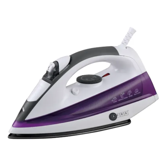 AFRA Steam Iron, 2200W, 430ml Capacity, White And Purple, Ceramic Coated Soleplate, Vertical Steam, AF-2200IRWP, 2 Years Warranty