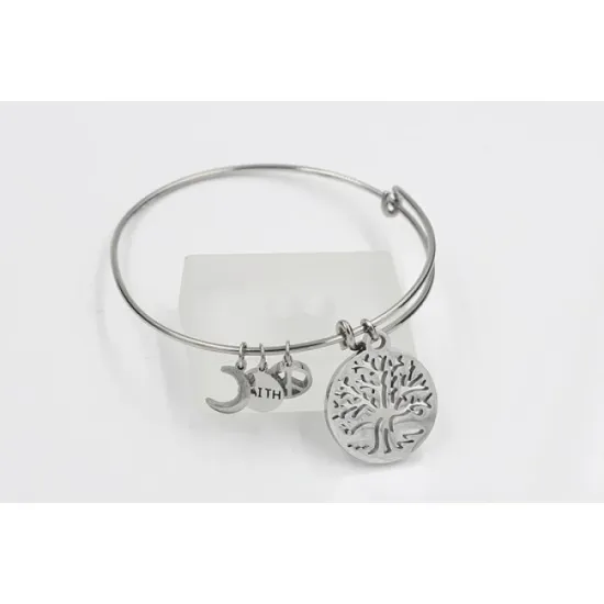 AFRA CHARM SILVER STAINLESS STEEL BRACELET