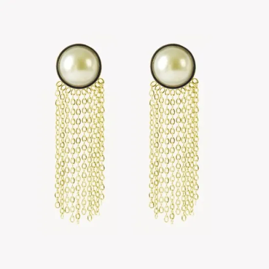 AFRA PEARLET GOLD STAINLESS STEEL EARRING