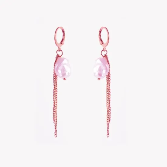 AFRA DANGLING ROSEGOLD STAINLESS STEEL EARRING