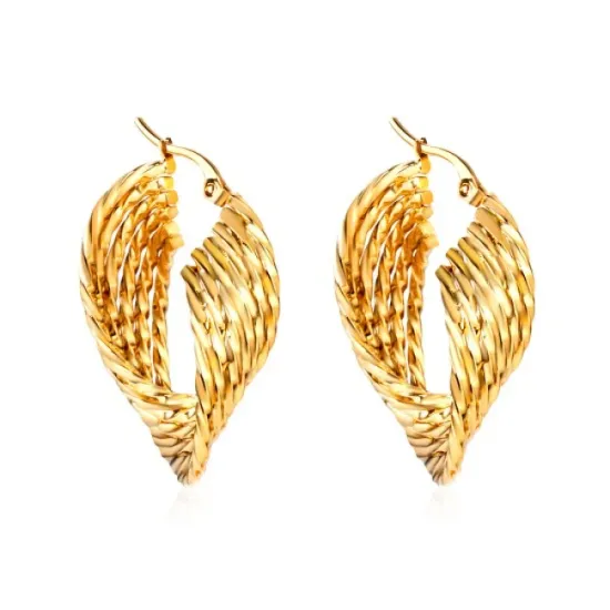 AFRA PALMETTE GOLD STAINLESS STEEL EARRING