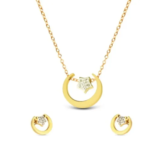 AFRA AYLIN GOLD STAINLESS STEEL SET -NECKLACE+EARRINGS