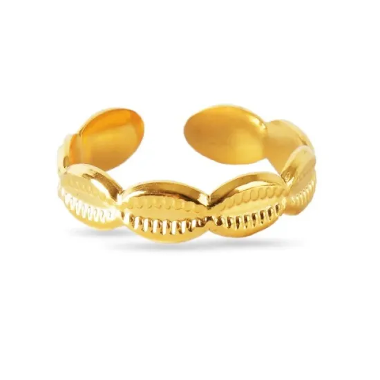 AFRA PALMETTE GOLD STAINLESS STEEL RING