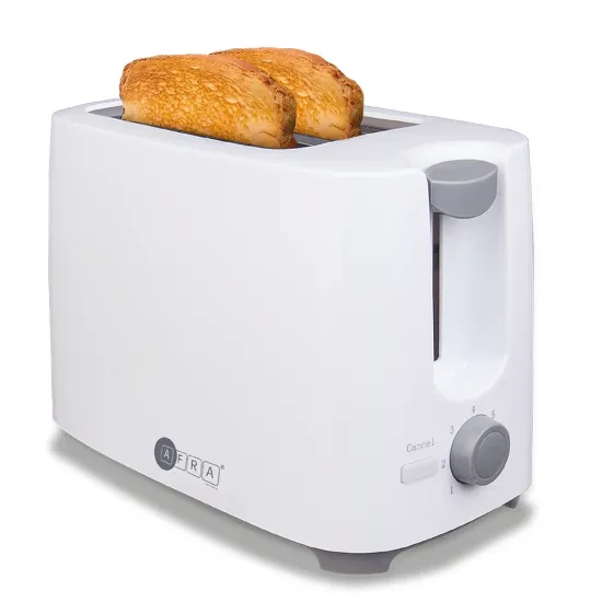 AFRA Electric Breakfast Toaster, 700W, 2 Slots, Removable Crumb Tray, Plastic Body, White Finish, AF-100240TOWH, 2 years warranty