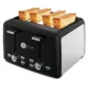 AFRA Electric Breakfast Toaster, 1600W, 4 Slots, Removable Crumb Tray, Matte Black Finish, Browning, Reheat, Defrost, AF-24700TOBL, 2 years warranty