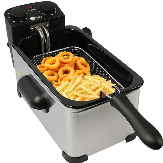 AFRA Deep Fryer, 2000W, 3 Liter, Stainless Steel Housing, Easy Clean Enamel Inner Pot, Temperature Control, Auto Shut-Off, With Viewing Window, AF-2000DFSS, 2 years Warranty.