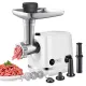 AFRA Meat Grinder, 1200w, 3 Cutting Discs, Aluminum Construction, Stainless Steel Cross Knife, food storage pusher, kibbeh & sausage attachment, AF-1200MGWT, 2 Year Warranty