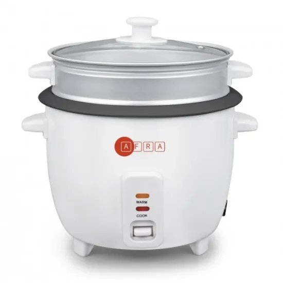 Afra Rice Cooker, 1.5 Litre, Non-stick Inner Pot, Glass Lid, Aluminum Heating Plate, Keep-warm Function, With Measuring Cup & Spoon,And  AF-1550RCWT, 2 Years Warranty