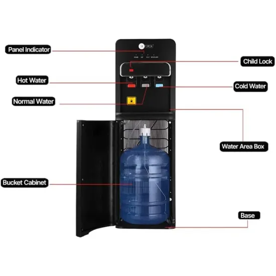 AFRA Water Dispenser, Bottom Loading, 550W Heating & 90W Cooling Power, Dry Protection, Double Thermostat, Rust Proof Water Tank, 2L /Hr Fast Cooling, Cold Water AF-9630WDBK, 2-Year Warranty