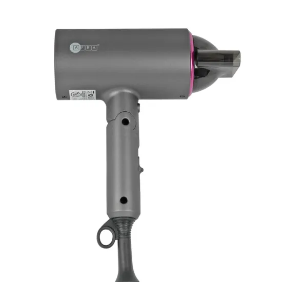 AFRA Hair Dryer, AF-1400HDPG, 1400W, DC Motor, Cool Shot Function, Concentrator, Ionic Function, Multiple Temperature Settings, Foldable handle & With hanging-up loop, AF-1400HDPG, 2-year warranty.