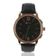 AFRA DAZZLER GENTS WATCH ROSE GOLD CASE BLACK DIAL BLACK LEATHER