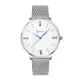 AFRA AMBROSE GENTS WATCH SILVER CASE WHITE DIAL SILVER MESH BRACELET