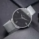 AFRA AMBROSE GENTS WATCH SILVER CASE BLACK DIAL SILVER MESH BRACELET