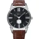 AFRA MOMENT GENTS WATCH SILVER CASE BLACK DIAL BROWN LEATHER