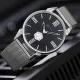 AFRA MOMENT GENTS WATCH SILVER CASE BLACK DIAL SILVER MESH BRACELET