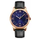 AFRA OBERON GENTS WATCH ROSE GOLD CASE BLUE DIAL BLACK LEATHER