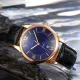 AFRA OBERON GENTS WATCH ROSE GOLD CASE BLUE DIAL BLACK LEATHER