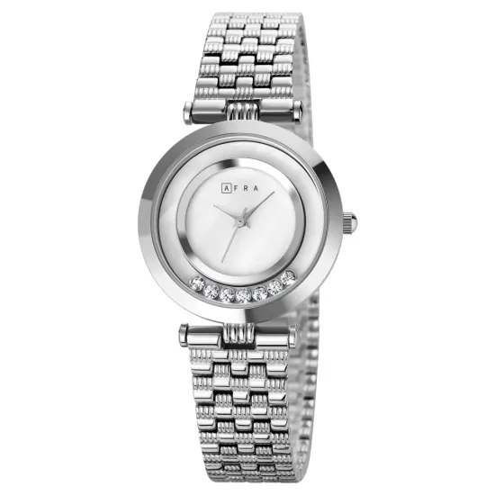 AFRA BALLARE LADIES WATCH SILVER CASE WHITE DIAL SILVER BRACELET