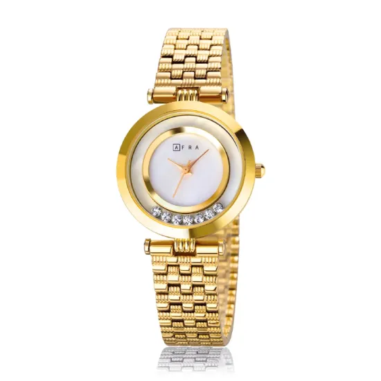 AFRA BALLARE LADIES WATCH GOLD CASE WHITE DIAL GOLD BRACELET