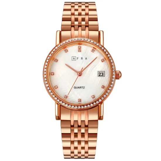 AFRA CALLA LADIES WATCH ROSE GOLD CASE WHITE MOP DIAL ROSEGOLD BRACELET