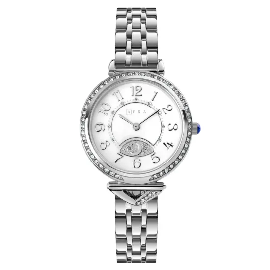 AFRA SELENE LADIES WATCH SILVER CASE WHITE DIAL SILVER BRACELET