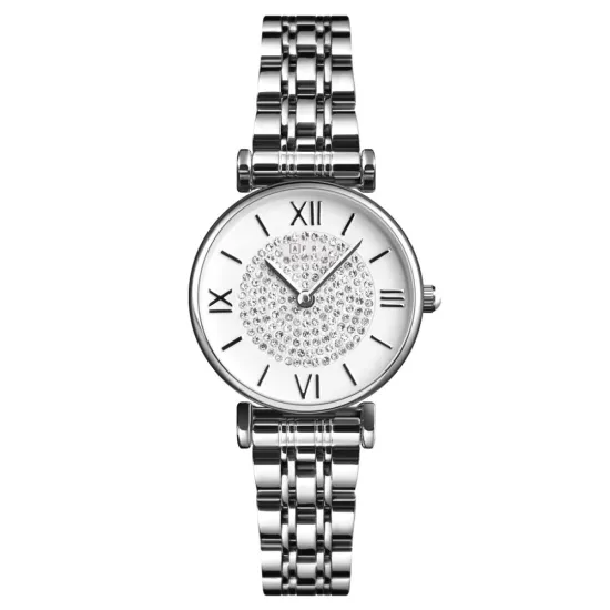 AFRA ESME LADIES WATCH SILVER CASE WHITE CASE SILVER BRACELET