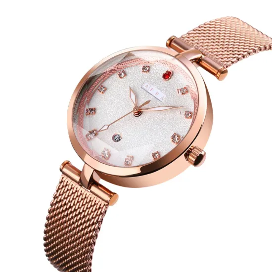 AFRA REGINA LADIES WATCH ROSE GOLD CASE WHITE DIAL ROSEGOLD MESH BRACELET