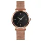 AFRA AVRIL LADIES WATCH ROSE GOLD CASE BLACK DIAL ROSEGOLD MESH BRACELET