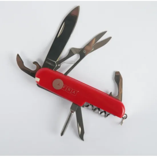 AFRA MULTIFUNCTION KNIFE 7 IN 1 RED 3CR13 STAINLESS STEEL + ABS COVER, MODEL AF002MK