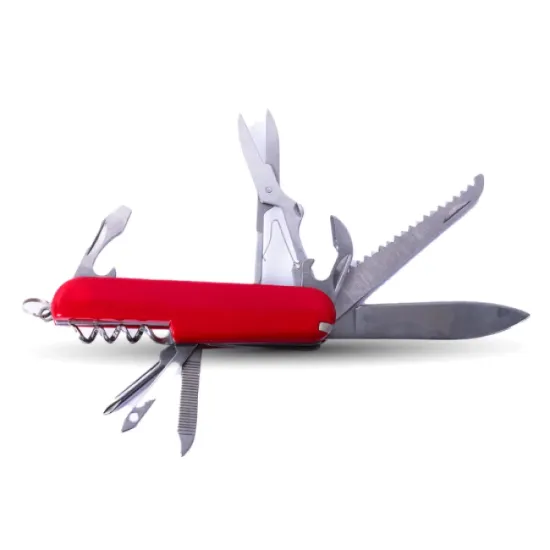 AFRA MULTIFUNCTION KNIFE 9 IN 1 RED 3CR13 STAINLESS STEEL + ABS COVER, MODEL AF003MK