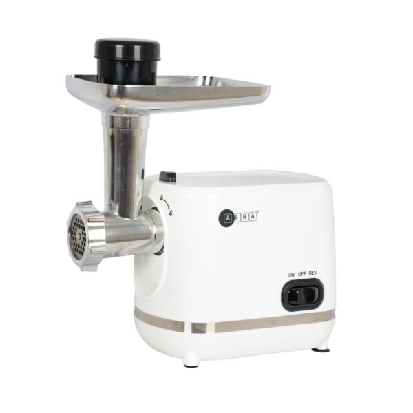 AFRA Meat Grinder, 1200w, 3 Cutting Discs, Aluminum Construction, Stainless Steel Cross Knife, food storage pusher, kibbeh & sausage attachment, AF-1200MGWT, 2 Year Warranty - Image 2