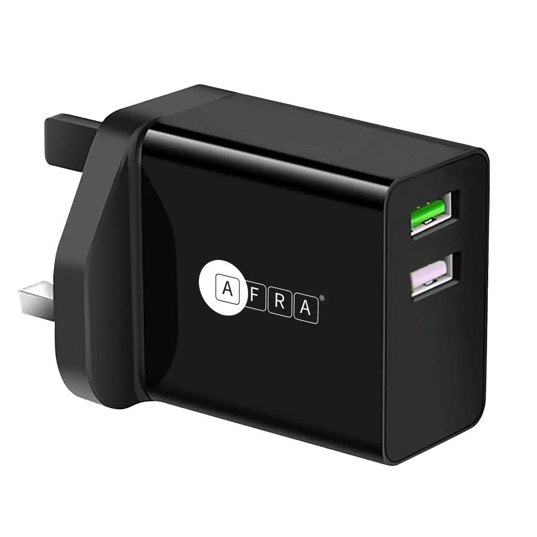 AFRA USB Wall Charger, 18 W, 2.4A Charging Speed, Dual Ports, USB A, Fast Charging, Light, Overheat and Short Circuit Protection, Compact Design