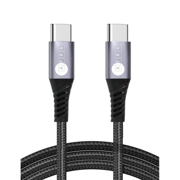 AFRA USB Charging Cable, 3A, 60W, Nylon-Braided Jacket, With Data Transmission, Type C, 1 meter length, Durable, Tangle Free