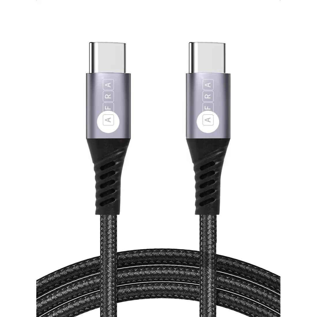 AFRA USB Charging Cable, 3A, 60W, Nylon-Braided Jacket, With Data Transmission, Type C, 1 meter length, Durable, Tangle Free