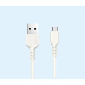 AFRA USB Charging Cable, White, 2.4A, With Data Transmission, USB A to Type C, 1 meter length, Durable, Heat Resistant, PVC Serrated Cable Cord, Compatible with Android, and other devices