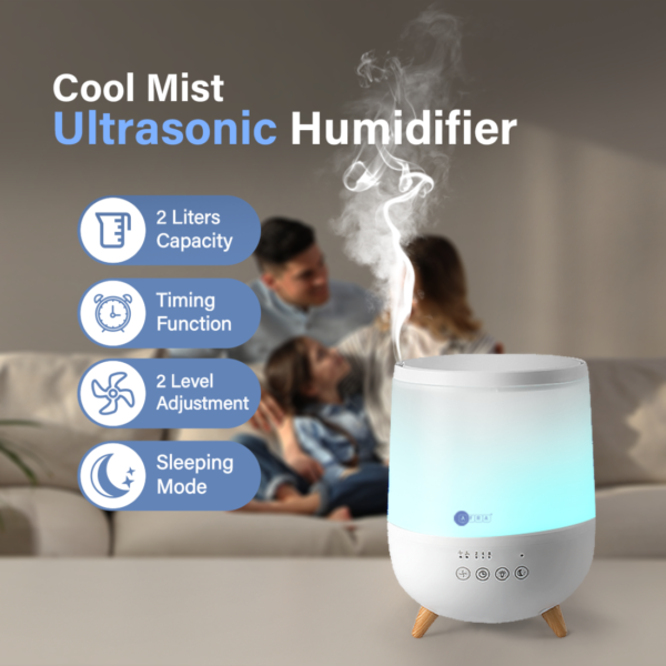 AFRA Ultrasonic Room Humidifier | 2L | Timer | Ambient Light | Sleep Mode | AF-800UH - Image 2