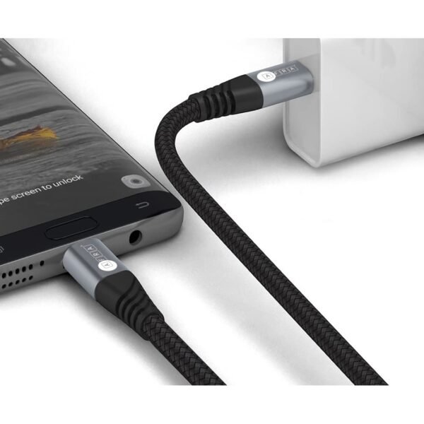 AFRA USB Charging Cable, 3A, 60W, Nylon-Braided Jacket, With Data Transmission, Type C, 1 meter length, Durable, Tangle Free - Image 2