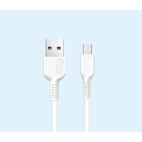 AFRA USB Charging Cable, White, 2.4A, With Data Transmission, USB A to Micro USB, 1 meter length, Durable, Heat Resistant, PVC Serrated Cable Cord, Compatible with iPhone, iPad, iPod.