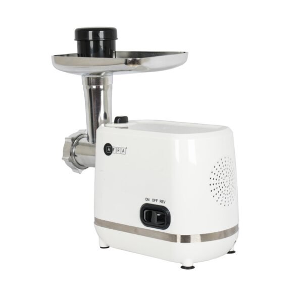 AFRA Meat Grinder, 1200w, 3 Cutting Discs, Aluminum Construction, Stainless Steel Cross Knife, food storage pusher, kibbeh & sausage attachment, AF-1200MGWT, 2 Year Warranty - Image 4