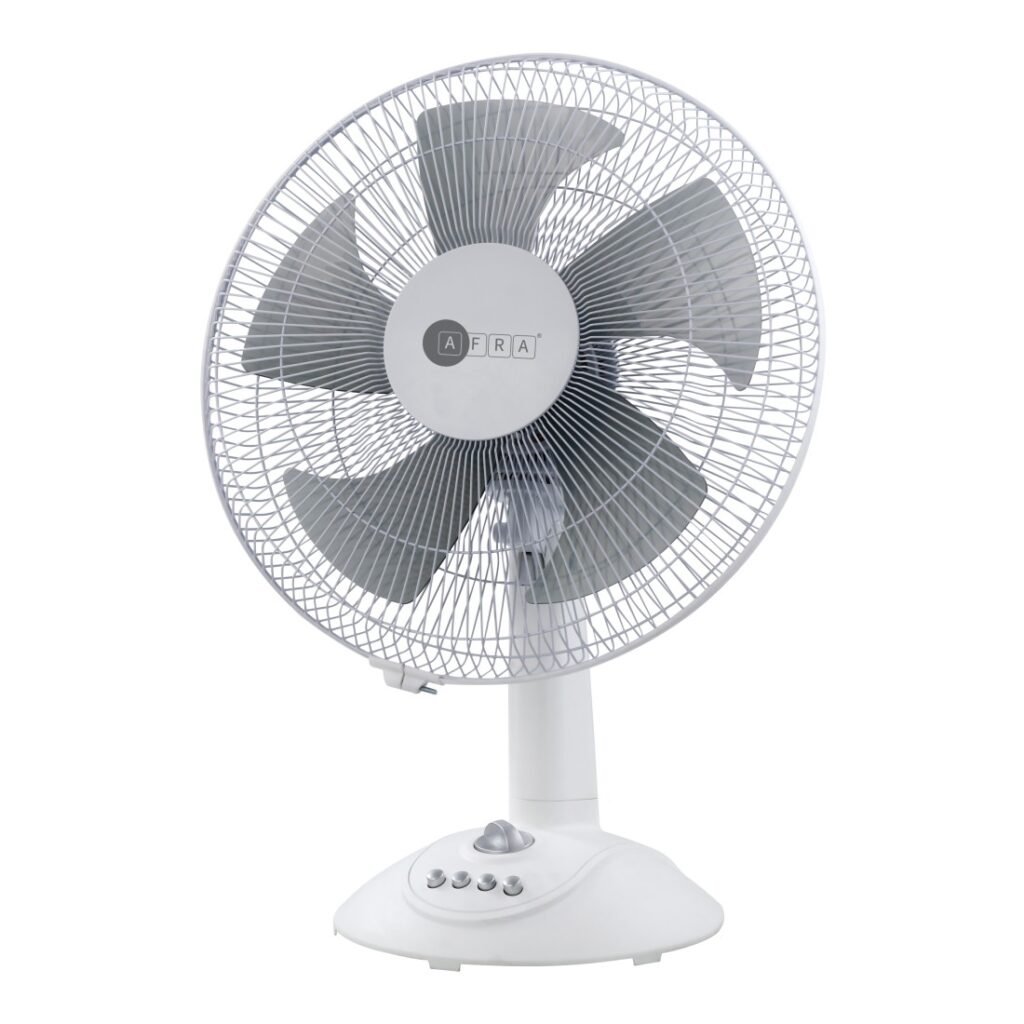 AFRA 12-Inch Table Fan, 60W, 3 Speed Settings, 1200 RPM, Timer Control – AF-1260TFWT, 1-Year Warranty