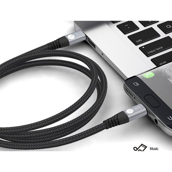 AFRA USB Charging Cable, 3A, 60W, Nylon-Braided Jacket, With Data Transmission, Type C, 1 meter length, Durable, Tangle Free - Image 3